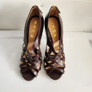 L.A.M.B Brown Strappy Stilettos/Heels Size 8.5