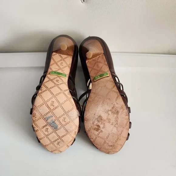 L.A.M.B Brown Strappy Stilettos/Heels Size 8.5