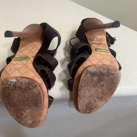 L.A.M.B.‎ Gwen Stefani Women's Strappy Braided Leather Heels Stacked Size 8.5