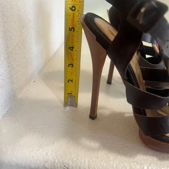 L.A.M.B.‎ Gwen Stefani Women's Strappy Braided Leather Heels Stacked Size 8.5