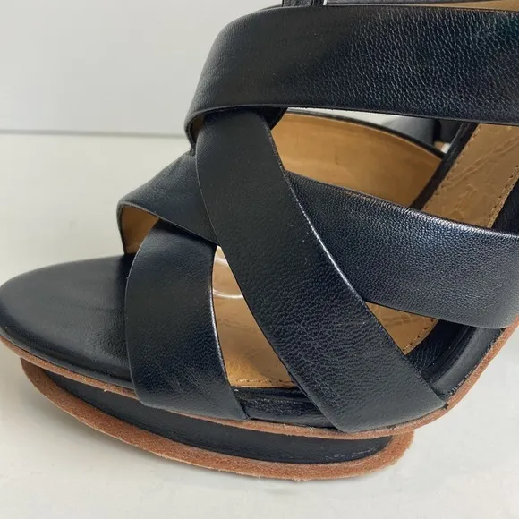 L.A.M.B. Justice Pumps Heels Size 8 Leather Cage Stiletto Sexy Platform Goth