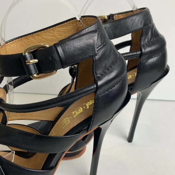 L.A.M.B. Justice Pumps Heels Size 8 Leather Cage Stiletto Sexy Platform Goth