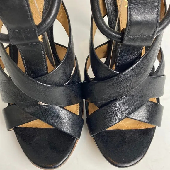 L.A.M.B. Justice Pumps Heels Size 8 Leather Cage Stiletto Sexy Platform Goth