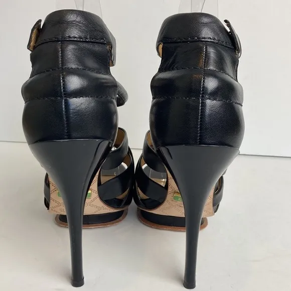 L.A.M.B. Justice Pumps Heels Size 8 Leather Cage Stiletto Sexy Platform Goth