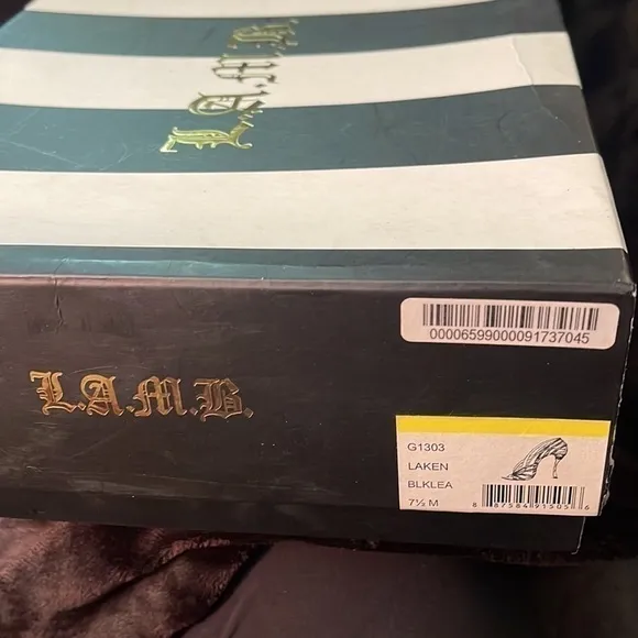L.A.M.B. Strappy Black Leather Heels. Pristine Condition. Authentic!