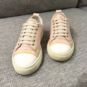 Lanvin Light Pink Low Top Leather Sneakers Size 7 US 38 EU I Neutral Minimalist