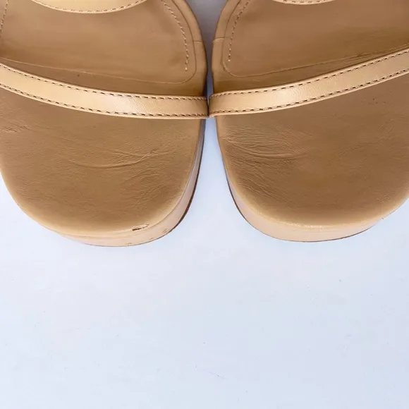 Larroude‎ Gio Sandals Block Heels Strappy Slingback Tan Size 8 shoes