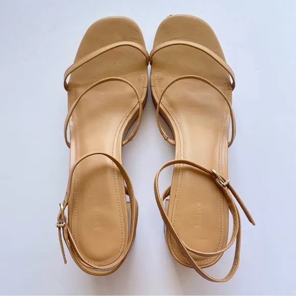Larroude‎ Gio Sandals Block Heels Strappy Slingback Tan Size 8 shoes