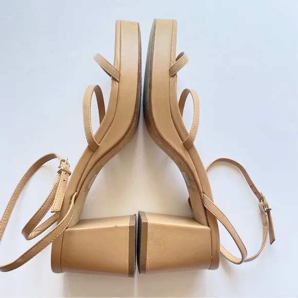 Larroude‎ Gio Sandals Block Heels Strappy Slingback Tan Size 8 shoes