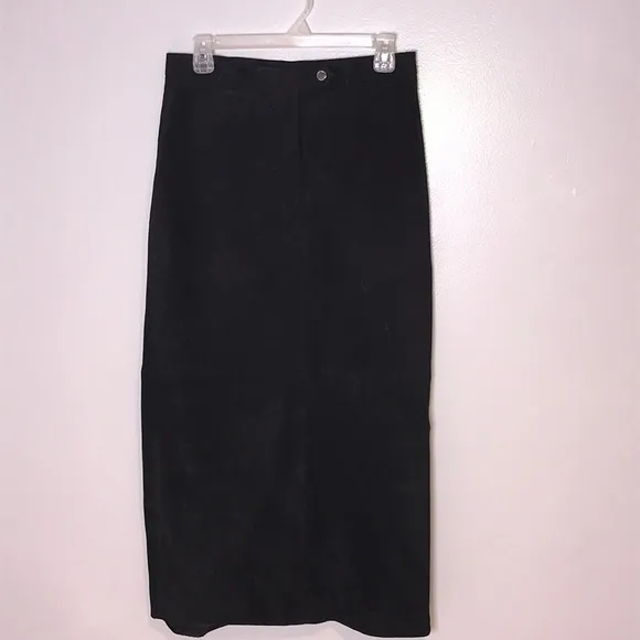 Lauren Ralph Lauren Black Long Maxi Suede Skirt 8P