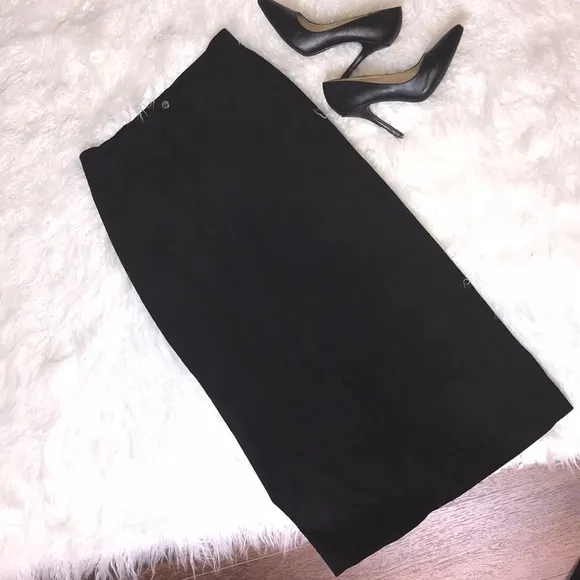Lauren Ralph Lauren Black Long Maxi Suede Skirt 8P