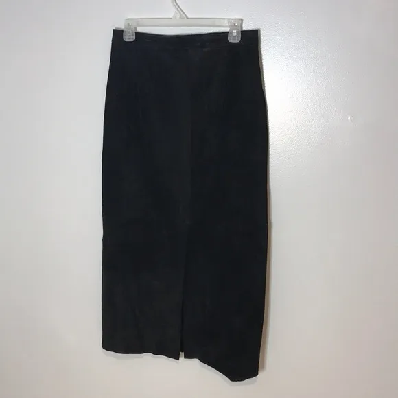 Lauren Ralph Lauren Black Long Maxi Suede Skirt 8P