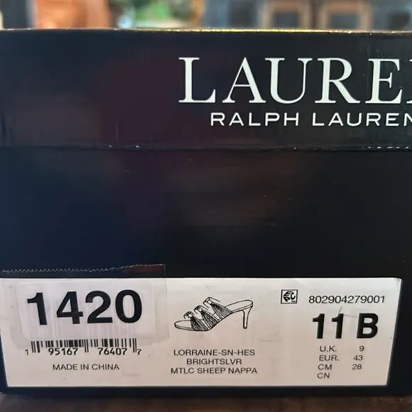 Lauren Ralph Lauren Nappa Leather Strappy Slip On Dressy Evening Heels NEW 11