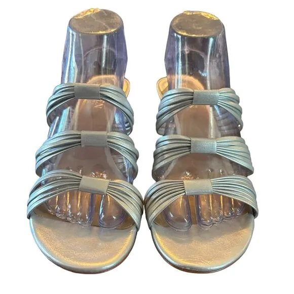 Lauren Ralph Lauren Nappa Leather Strappy Slip On Dressy Evening Heels NEW 11