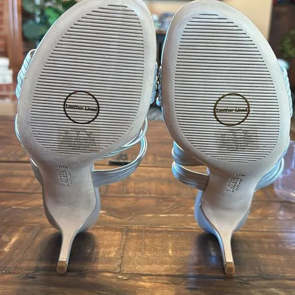 Lauren Ralph Lauren Nappa Leather Strappy Slip On Dressy Evening Heels NEW 11