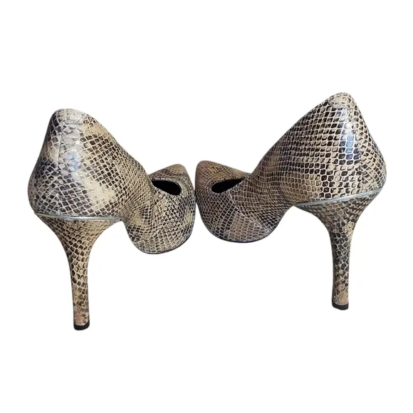 Lauren Ralph Lauren Snakeskin Embossed Leather Pointed Toe Stilletto Heels