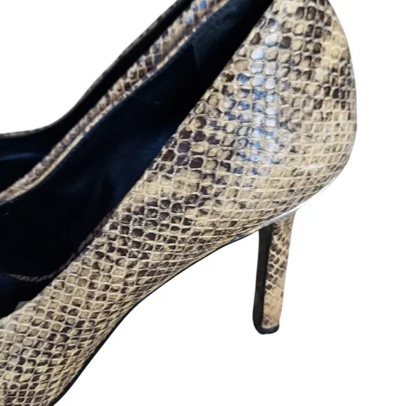 Lauren Ralph Lauren Snakeskin Embossed Leather Pointed Toe Stilletto Heels