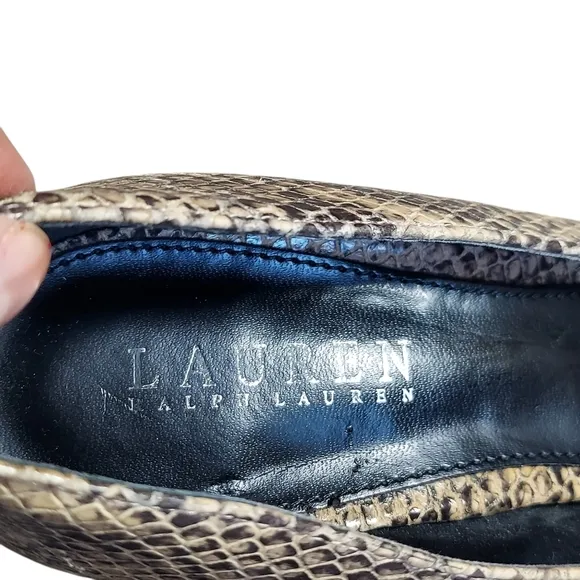 Lauren Ralph Lauren Snakeskin Embossed Leather Pointed Toe Stilletto Heels
