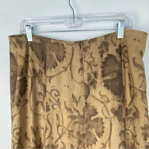 Lauren Ralph Lauren Vintage Midi Linen Skirt Academia Old Money Boho Size 8