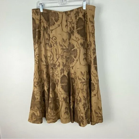 Lauren Ralph Lauren Vintage Midi Linen Skirt Academia Old Money Boho Size 8