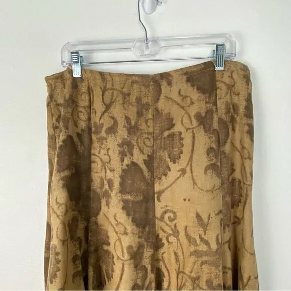 Lauren Ralph Lauren Vintage Midi Linen Skirt Academia Old Money Boho Size 8