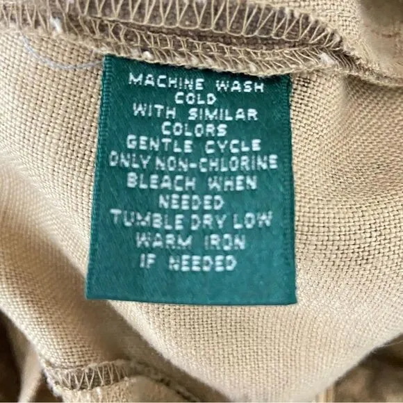 Lauren Ralph Lauren Vintage Midi Linen Skirt Academia Old Money Boho Size 8