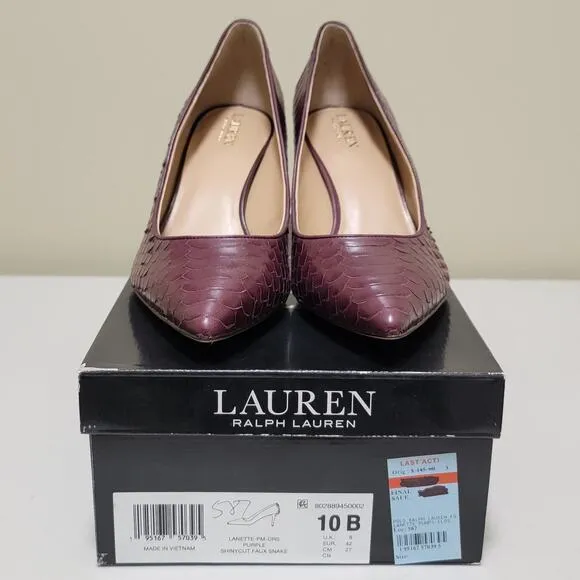Lauren Ralph Lauren Women Lanette Pointed Toe Pump Heels Size US 10B Dark Purple