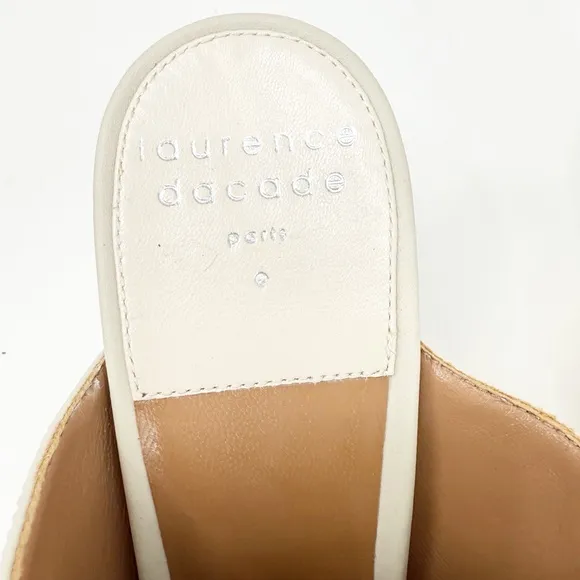 Laurence Dacade Stefany Leather Pointed-Toe Mules in Cream Leather, Size 36.5