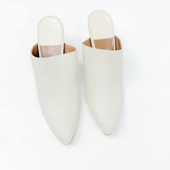 Laurence Dacade Stefany Leather Pointed-Toe Mules in Cream Leather, Size 36.5