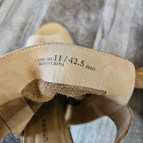 Leather Ankle Booties Suede Chinese Laundry Caleb SZ 11 Block Heel Strap Beige
