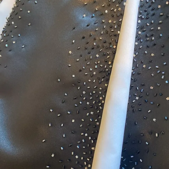 Like NEW CACHE Vintage Black Beaded Evening Gown with White Contrast Size 6