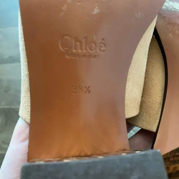 Like new Chloe beige suede mules