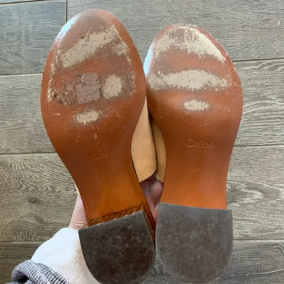 Like new Chloe beige suede mules