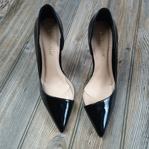 Liliana Black / Clear Pointed Closed Toe High Heels