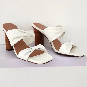 Linea Paolo NIB Imani Leather Column Heel Square Toe Slides. Size 9M