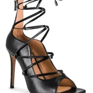 LITA~ by Ciara Sexy New Strappy Black Leather 4” heels size 7