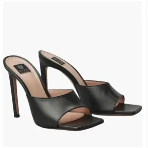 LITA By Ciara Solid Square Toe Slide Heels 39 8.5 Black NWOT Mules SandalsSlide