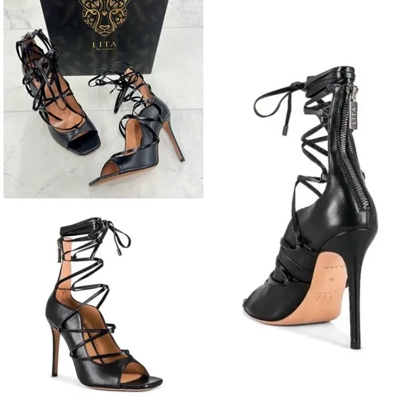 LITA by Ciara Solid Strappy Sandal in Black Size 40 (US 9.5)