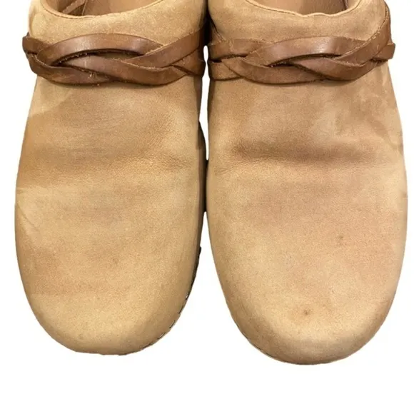 L.L. BEAN Leather Clogs/Mules Leather Braid Tan Suede Women Size 40 (8.5)
