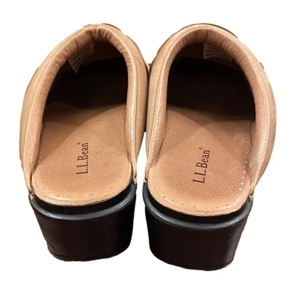 L.L. BEAN Leather Clogs/Mules Leather Braid Tan Suede Women Size 40 (8.5)
