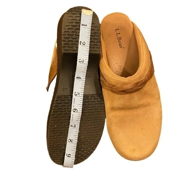 L.L. BEAN Leather Clogs/Mules Leather Braid Tan Suede Women Size 40 (8.5)
