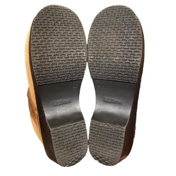 L.L. BEAN Leather Clogs/Mules Leather Braid Tan Suede Women Size 40 (8.5)