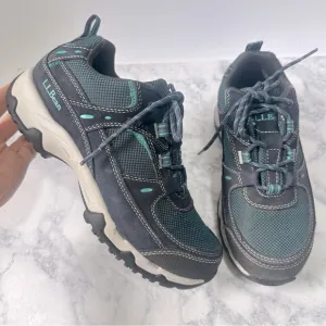 L.L. Bean Women's Trail Model 4 Black and teal trail Hiking waterproof Shoes 8