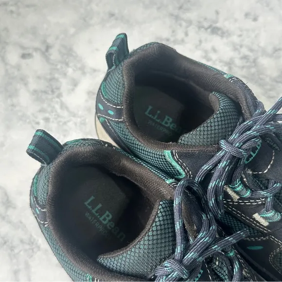 L.L. Bean Women's Trail Model 4 Black and teal trail Hiking waterproof Shoes 8