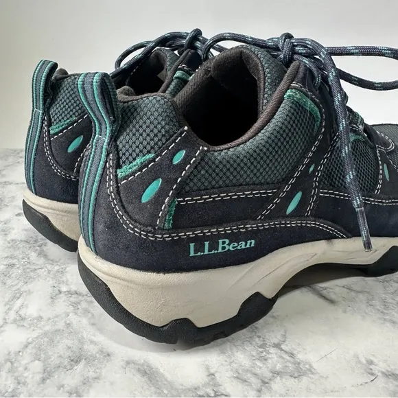 L.L. Bean Women's Trail Model 4 Black and teal trail Hiking waterproof Shoes 8