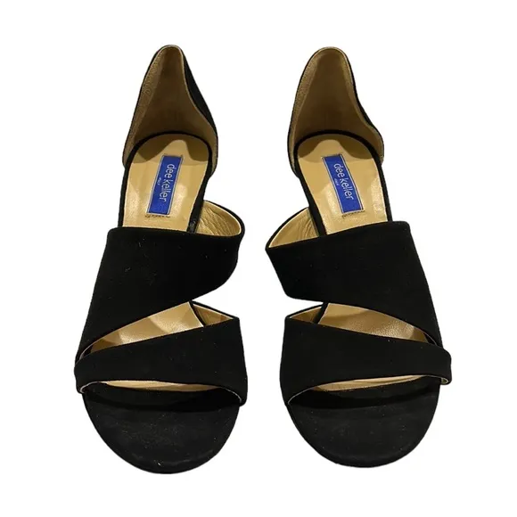 LN Dee Keller Black Suede D’Orsay Strappy Open Toe Stiletto Heels - 38.5 / 7.5