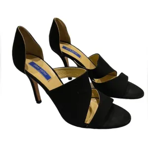 LN Dee Keller Black Suede D’Orsay Strappy Open Toe Stiletto Heels - 38.5 / 7.5