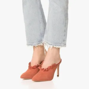 LOEFFLER RANDALL Langley Dusty Rose Kid Suede Mule Heels Slide Shoes SZ 6