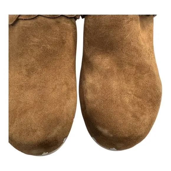 LOEFFLER RANDALL MERRIL CACAO HEELED BRAIDED CLOGS SLIDE SUEDE. Sz: 10.5