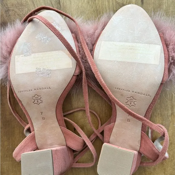 Loeffler Randall Nicolette fox fur pink heels lace up